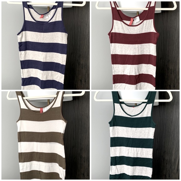 BUNDLE - H&M Striped Tank Tops x4 (one with flaw) - Picture 1 of 3